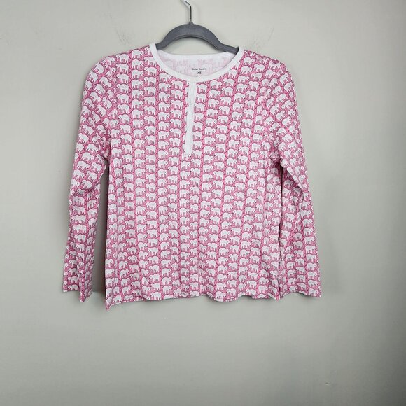Roller Rabbit pajama top XS Pink Elephant print long sleeve - Picture 1 of 9